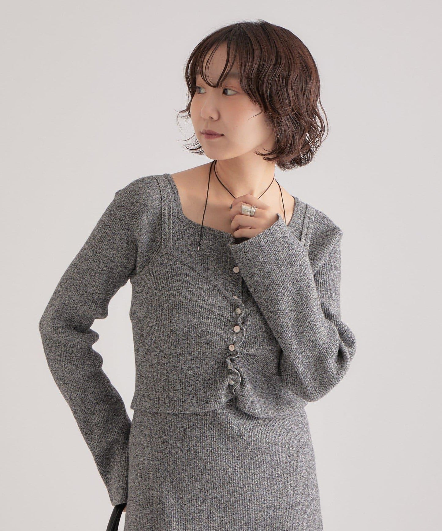 附針織背心連衣裙