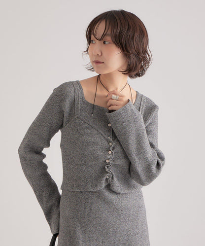 附針織背心連衣裙