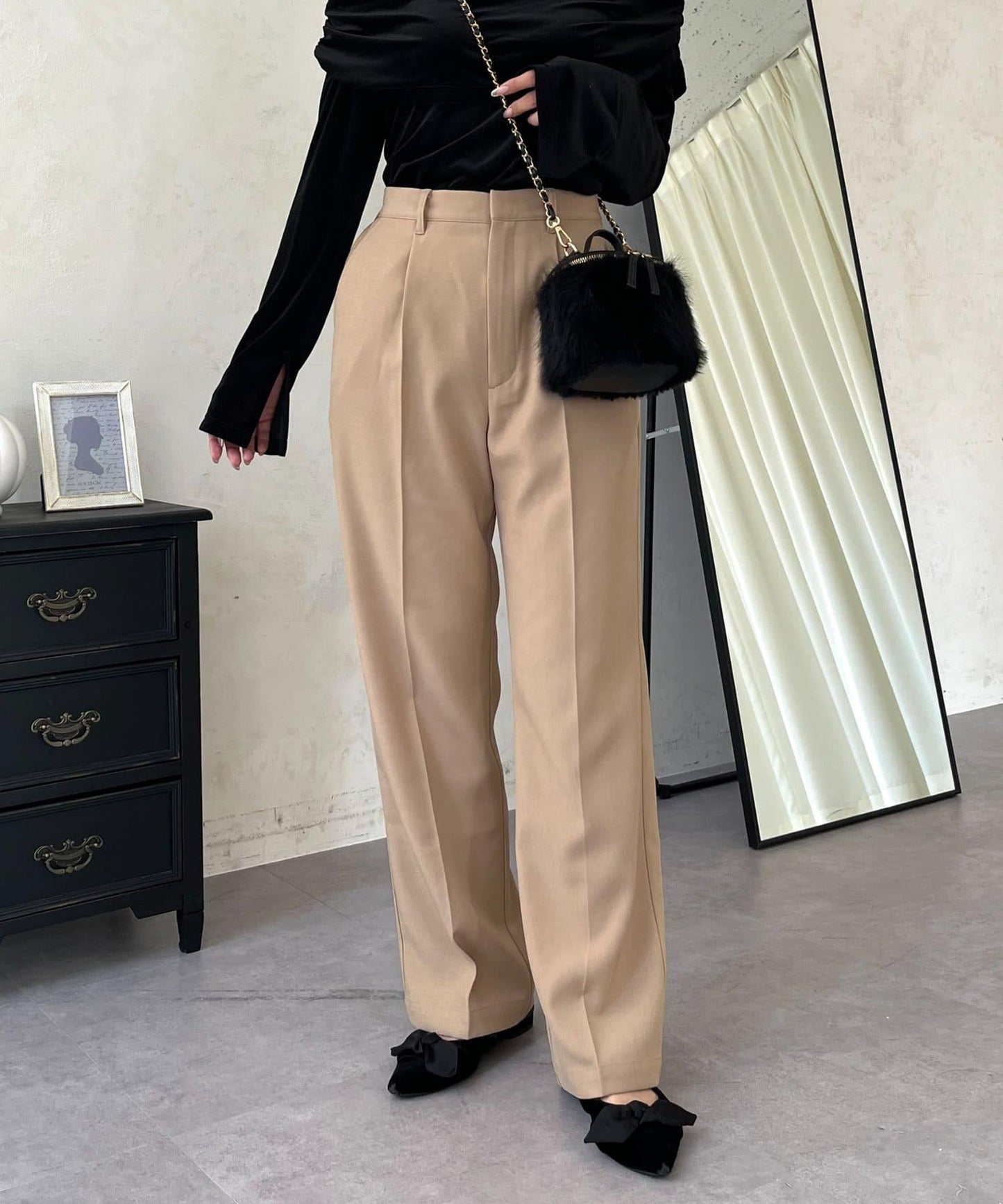 【煥新升級】修身褶皺長褲