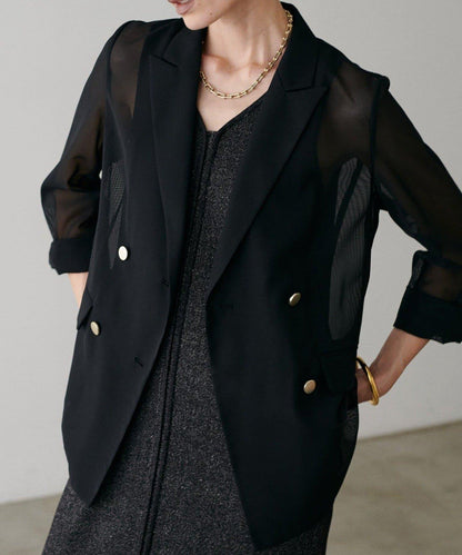 【 LARUTA】金屬紐扣網眼夾克