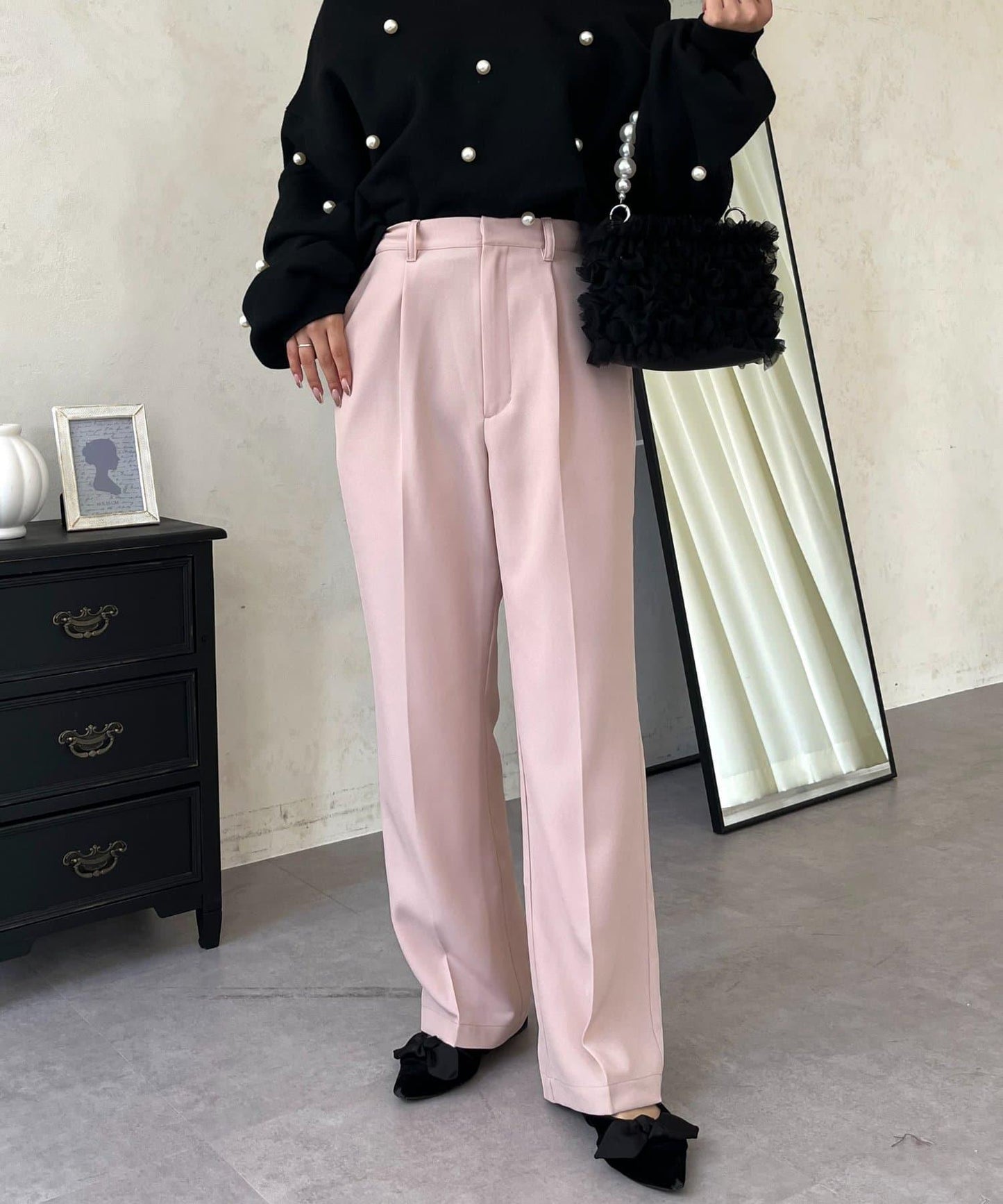 【煥新升級】修身褶皺長褲