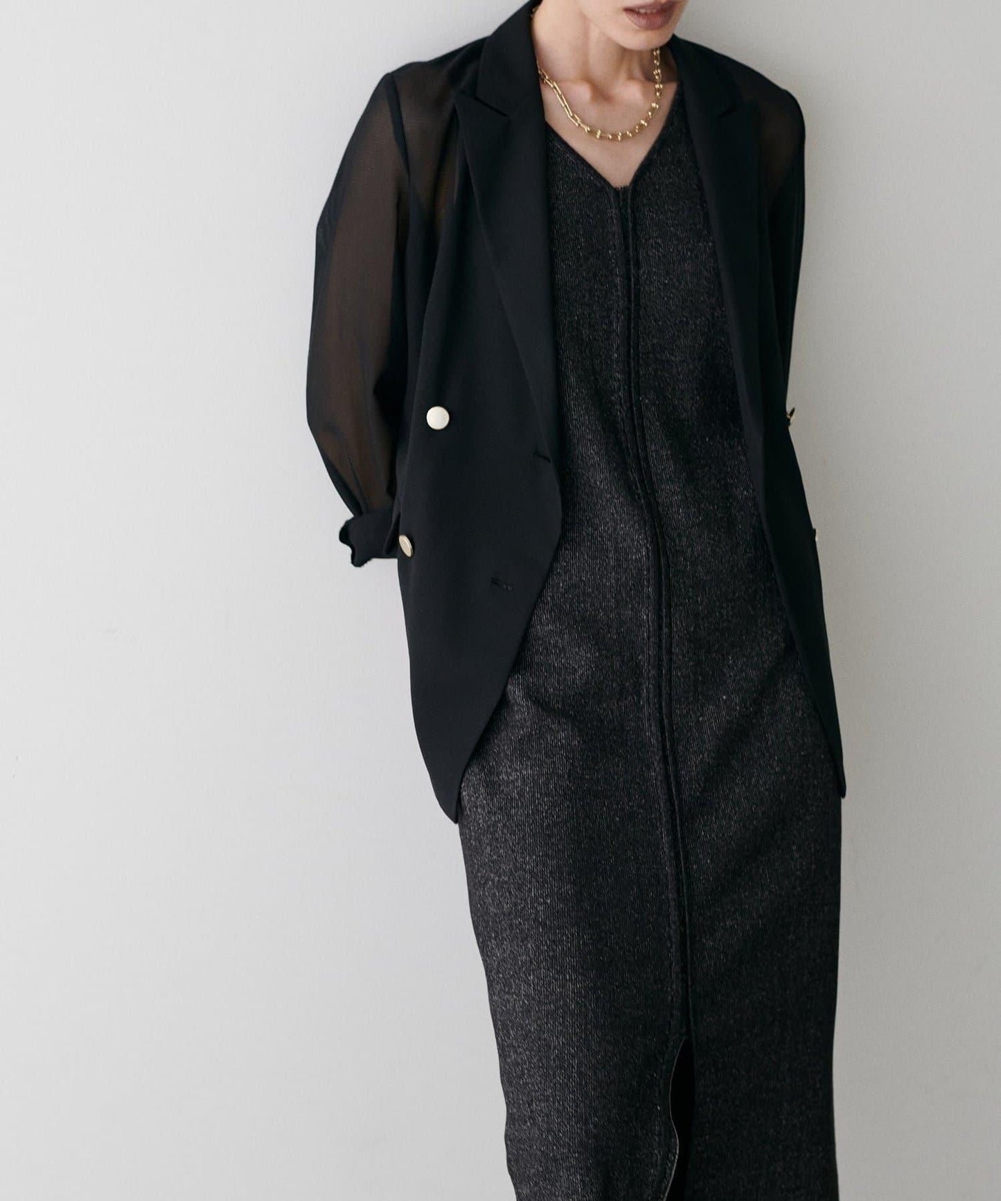 【 LARUTA】金屬紐扣網眼夾克