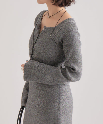 附針織背心連衣裙