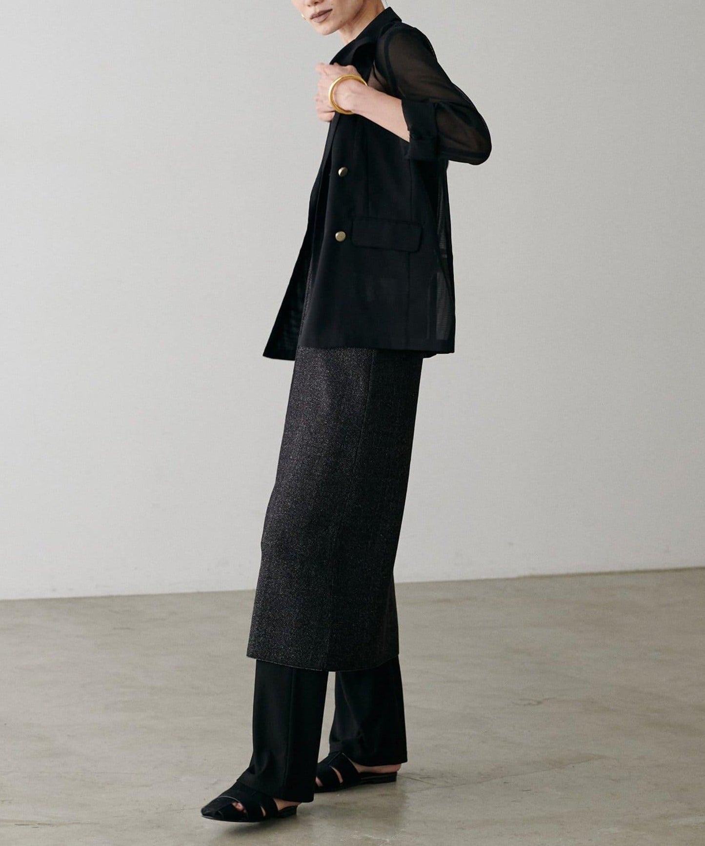 【 LARUTA】金屬紐扣網眼夾克