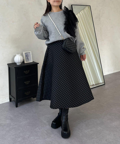 波點提花喇叭裙