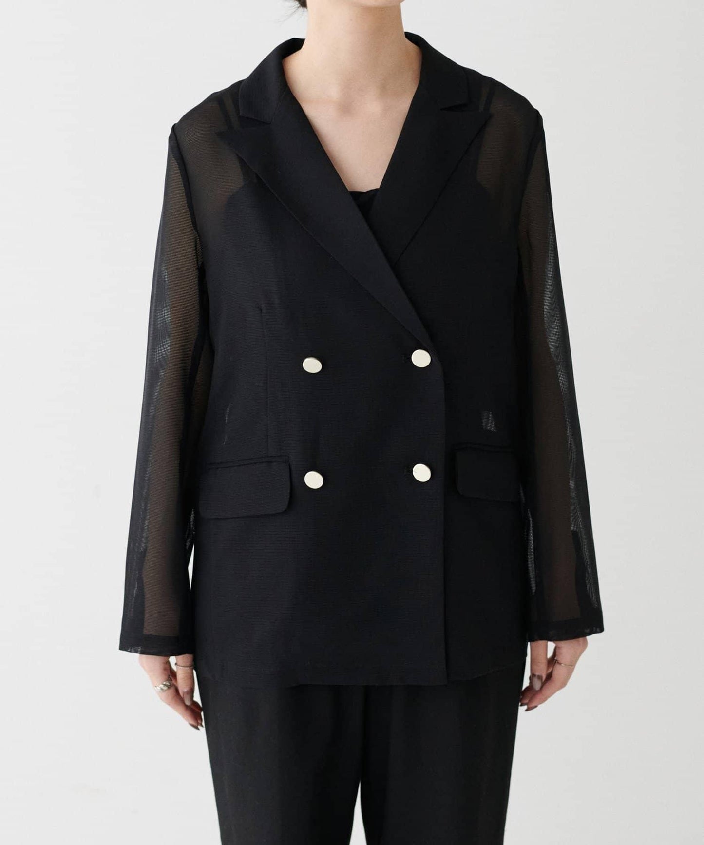 【 LARUTA】金屬紐扣網眼夾克