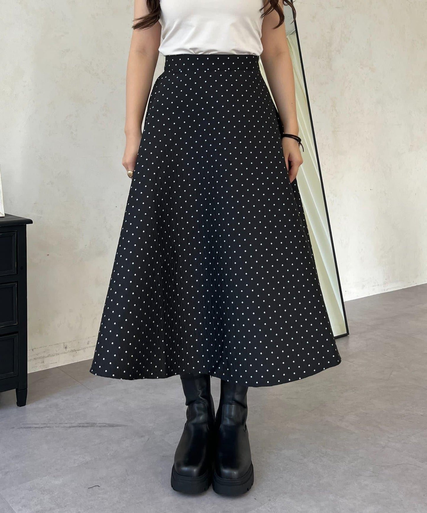 波點提花喇叭裙