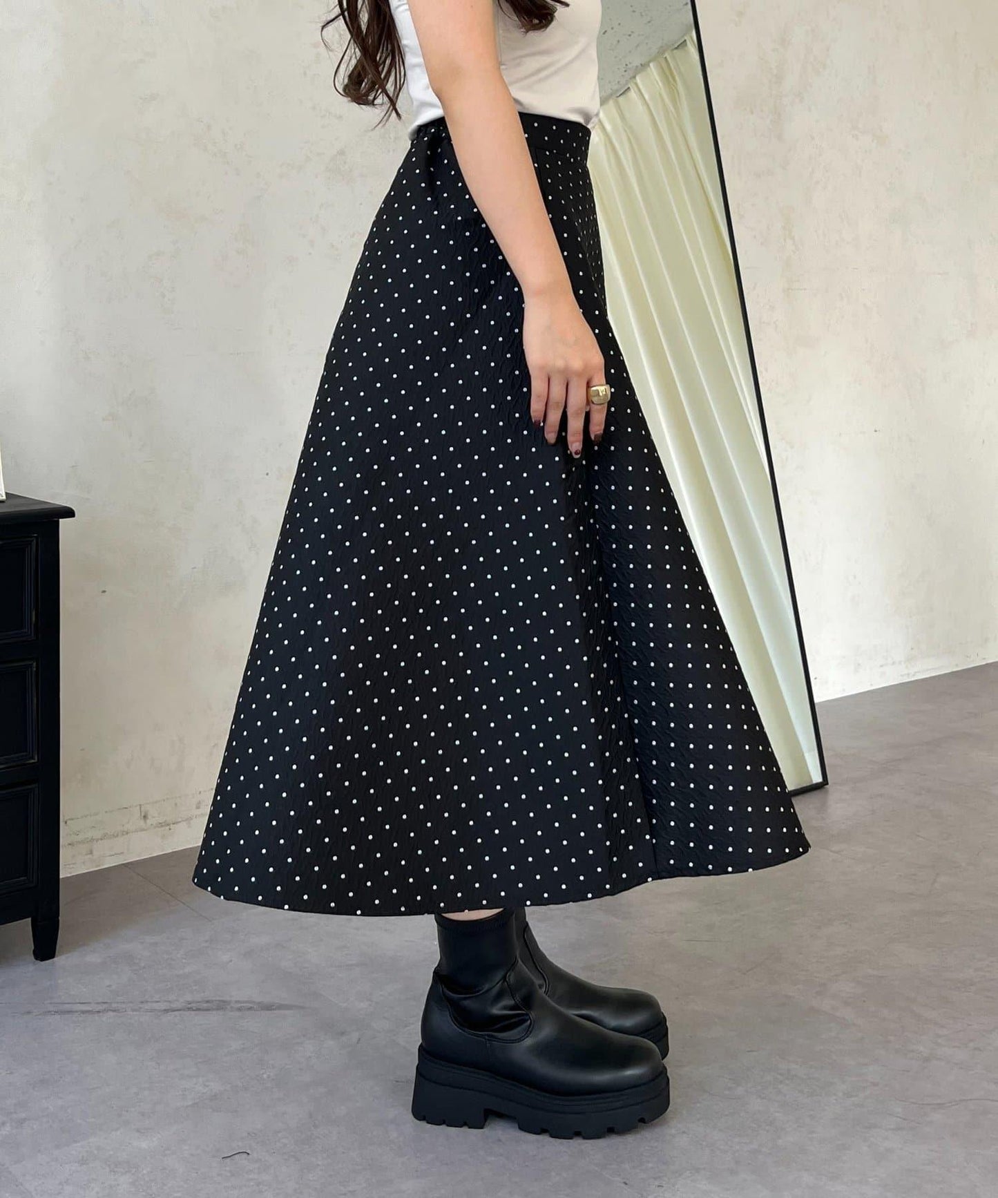 波點提花喇叭裙