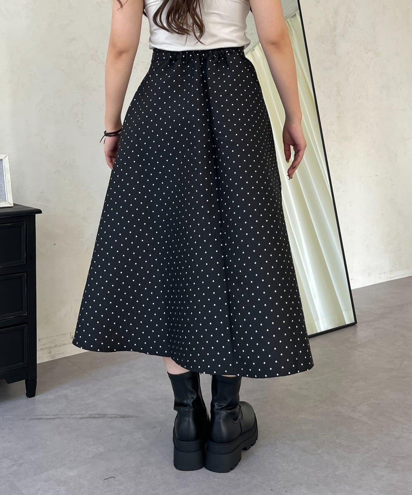 波點提花喇叭裙