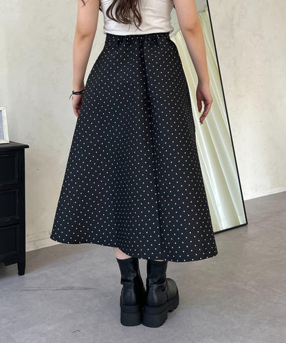 波點提花喇叭裙