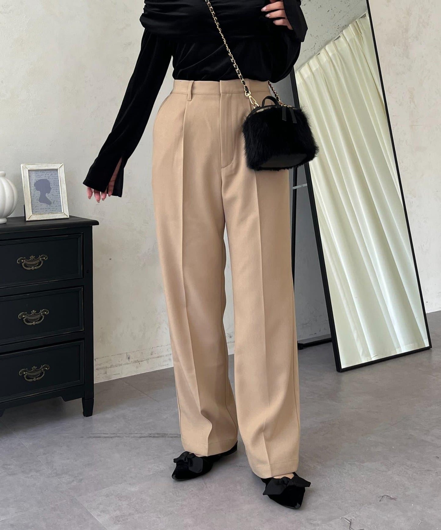 【煥新升級】修身褶皺長褲