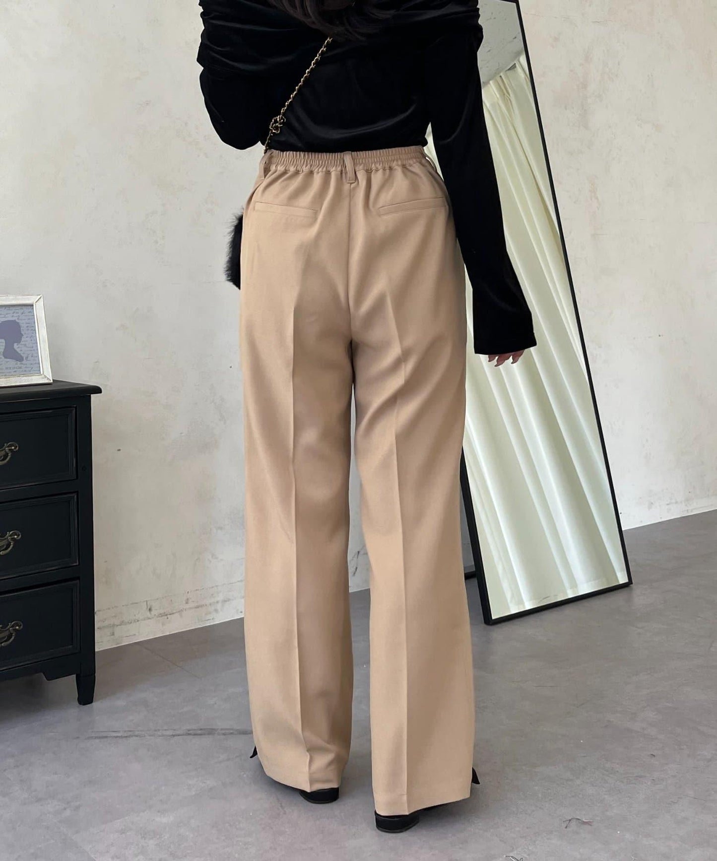 【煥新升級】修身褶皺長褲