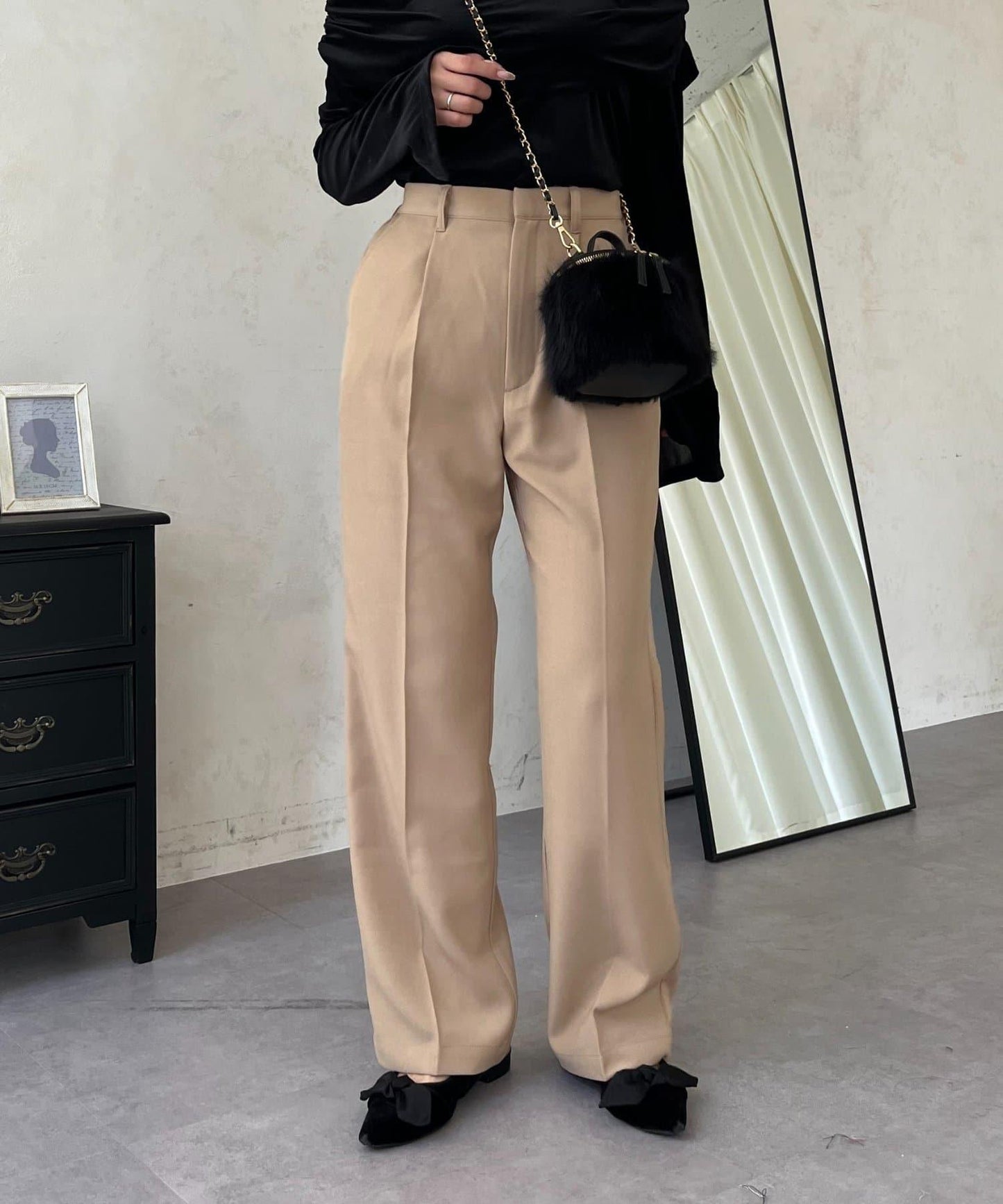 【煥新升級】修身褶皺長褲