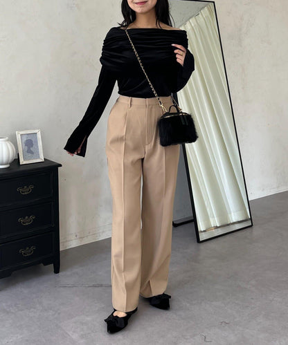 【煥新升級】修身褶皺長褲