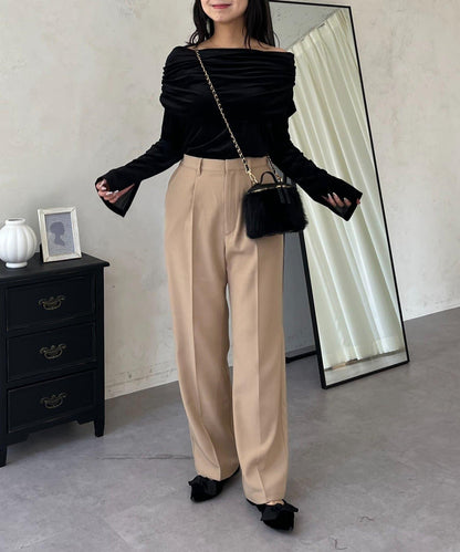 【煥新升級】修身褶皺長褲