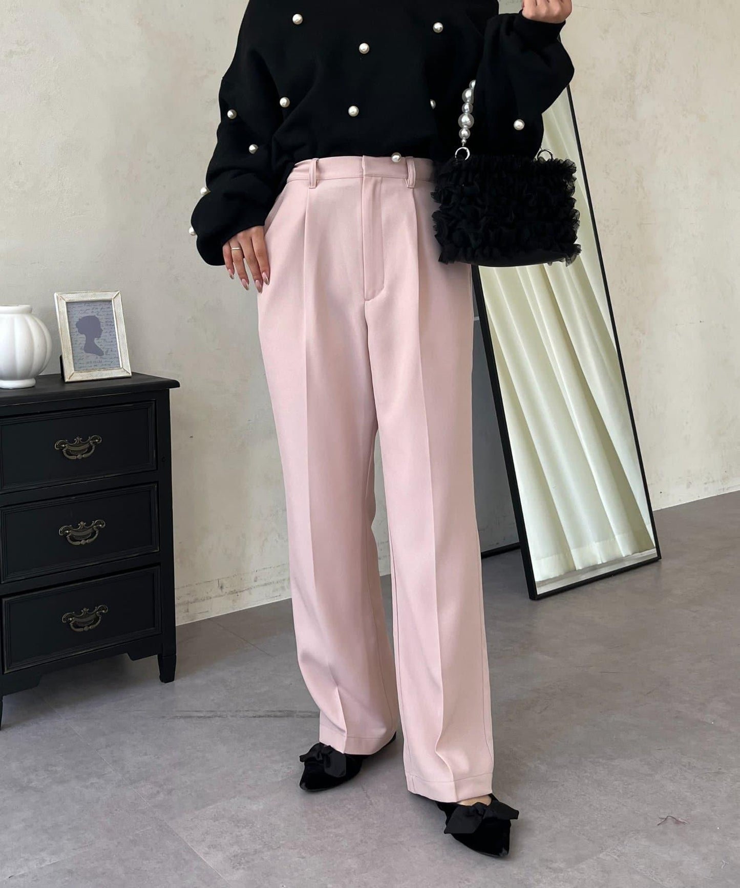 【煥新升級】修身褶皺長褲