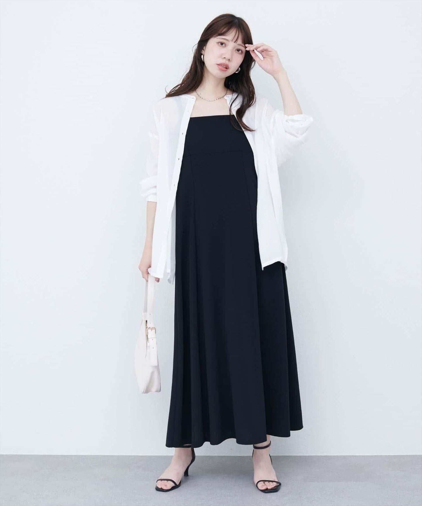 【natural couture】立領側開衩透視襯衫