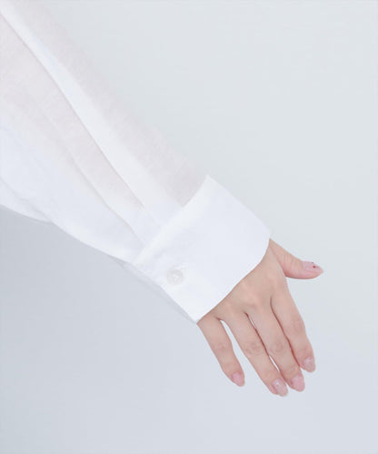 【natural couture】立領側開衩透視襯衫