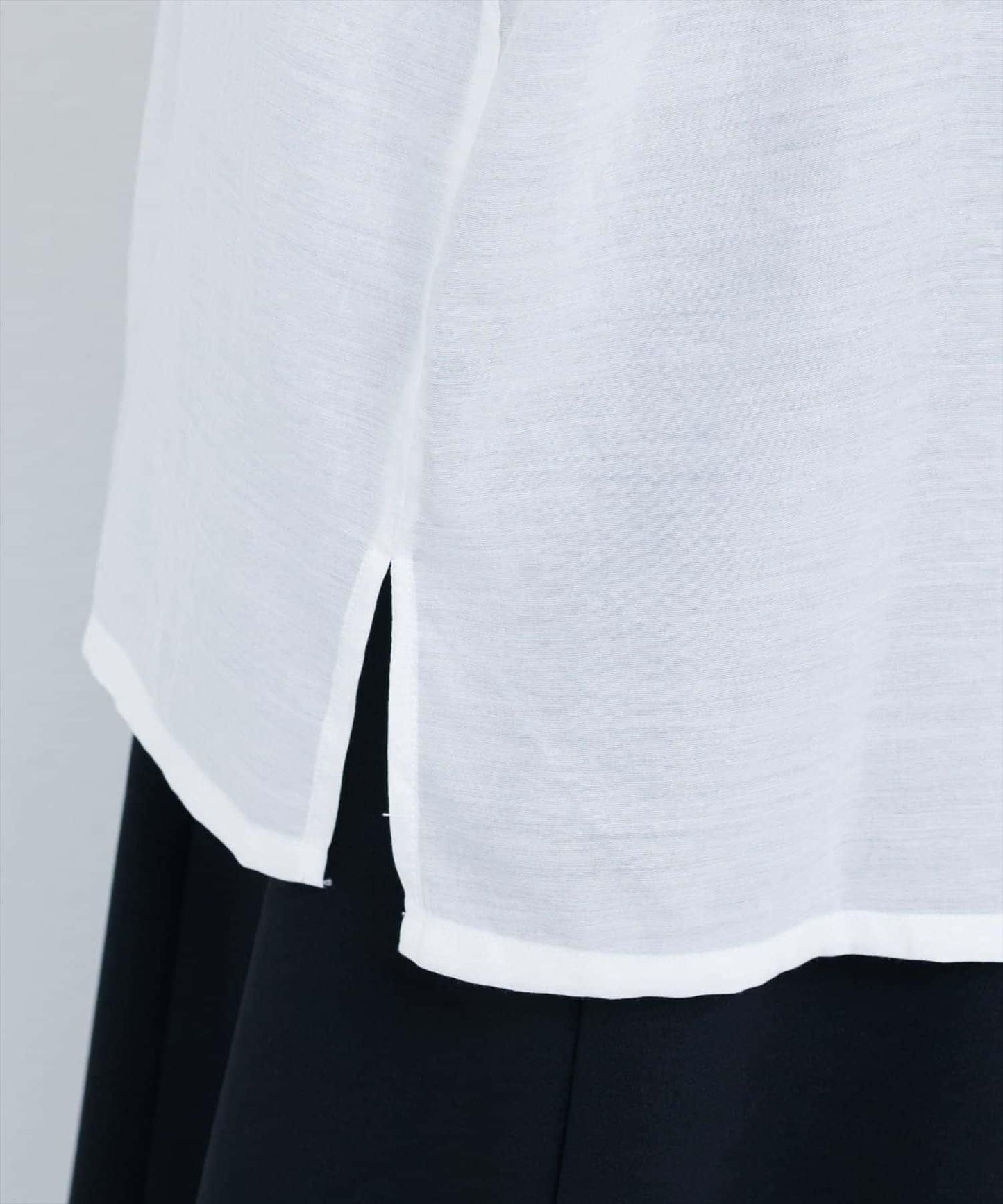 【natural couture】立領側開衩透視襯衫