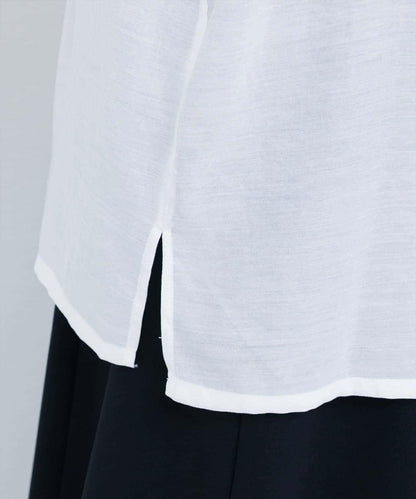 【natural couture】立領側開衩透視襯衫