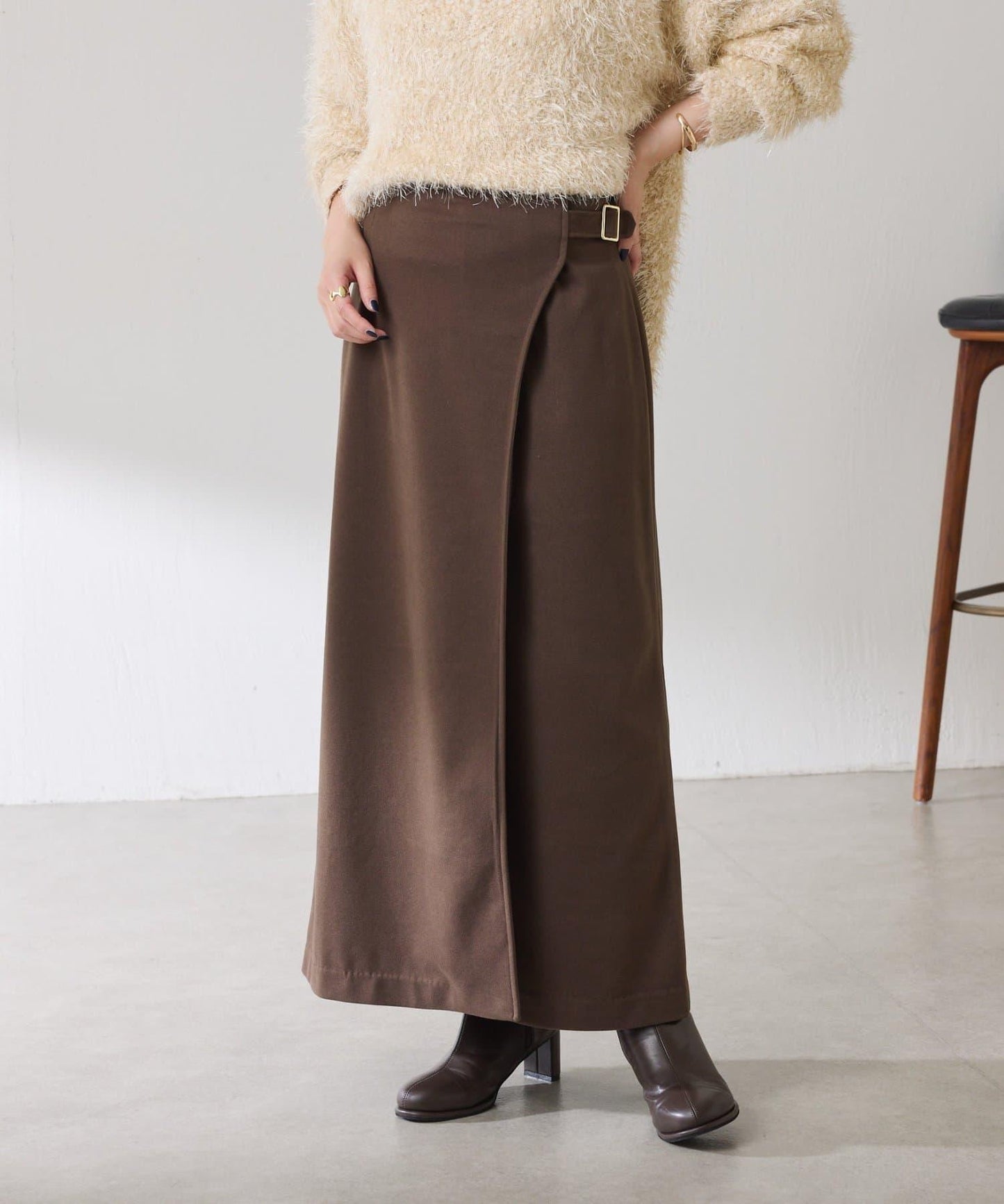 【可調節腰圍】側邊腰帶修身半身裙