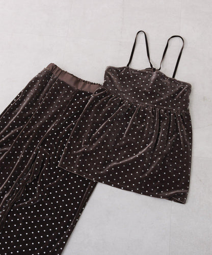 亮片波點天鵝絨吊帶套裝