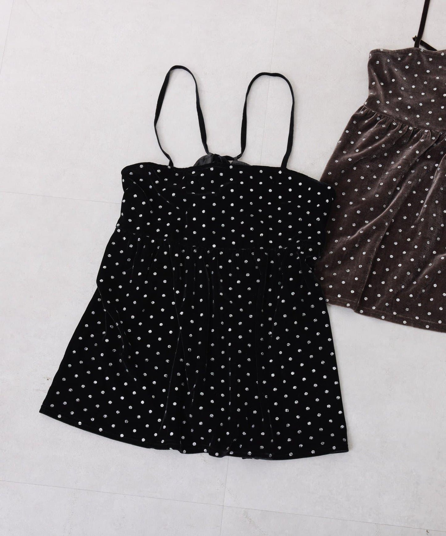 亮片波點天鵝絨吊帶套裝