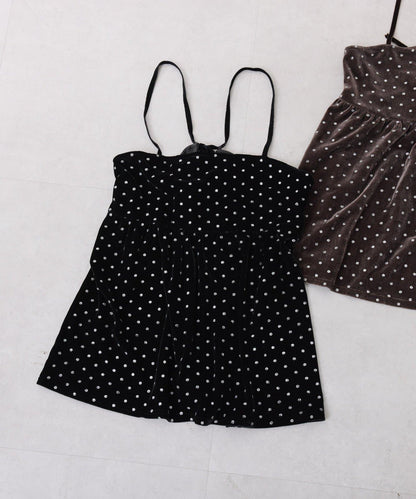 亮片波點天鵝絨吊帶套裝