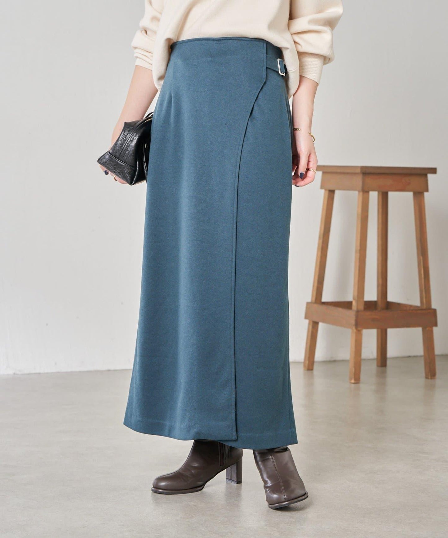 【可調節腰圍】側邊腰帶修身半身裙