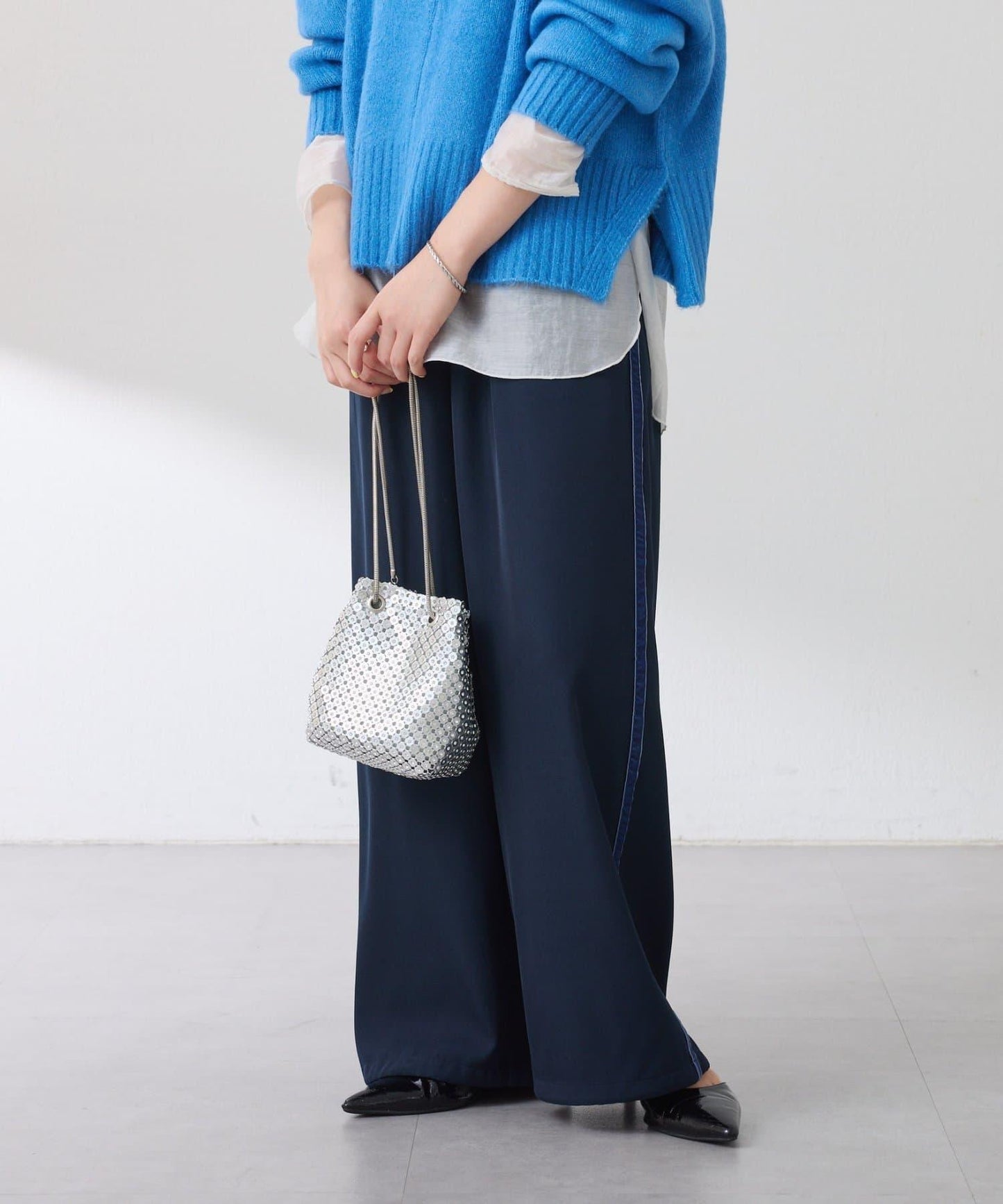 【美腿效果◎】側邊天鵝絨抽繩收口褲