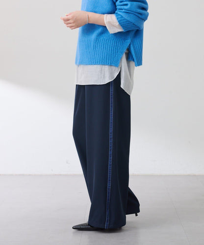 【美腿效果◎】側邊天鵝絨抽繩收口褲