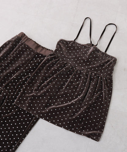 亮片波點天鵝絨吊帶套裝