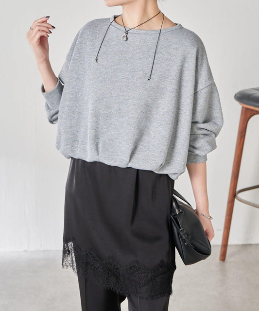 下襬氣球袖亮絲衛衣