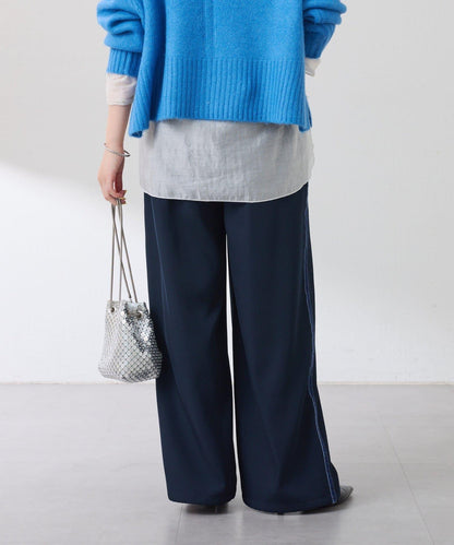 【美腿效果◎】側邊天鵝絨抽繩收口褲