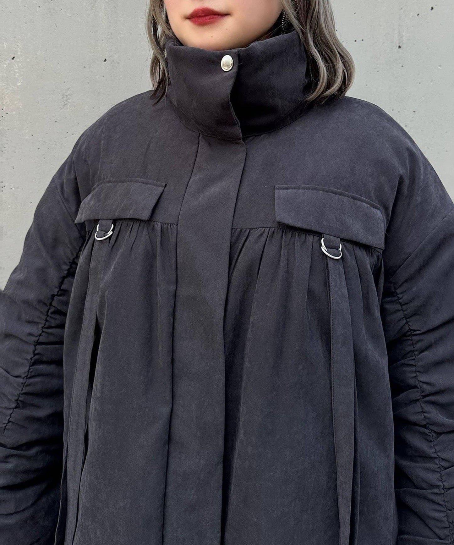 【Mavie..7】抽褶加棉短夾克