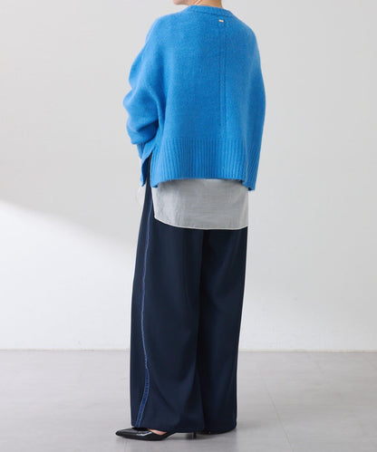 【美腿效果◎】側邊天鵝絨抽繩收口褲