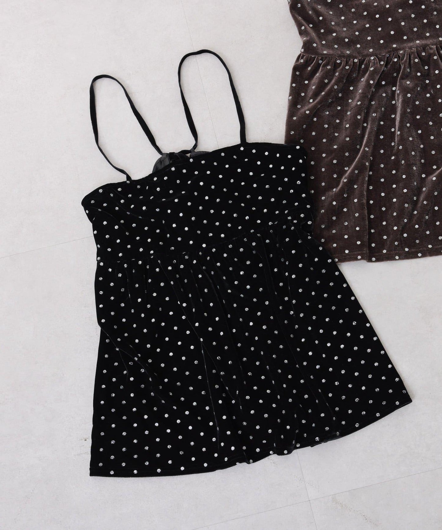 亮片波點天鵝絨吊帶套裝