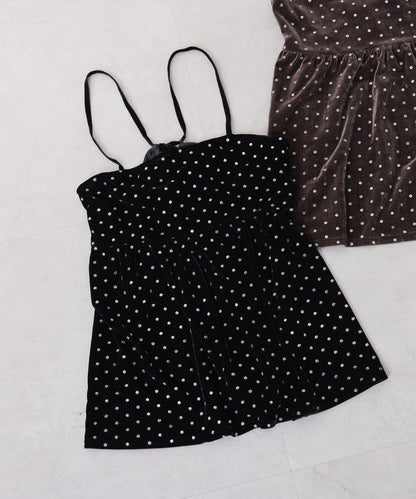 亮片波點天鵝絨吊帶套裝