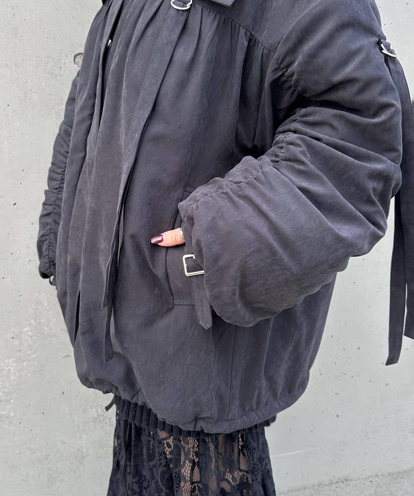 【Mavie..7】抽褶加棉短夾克