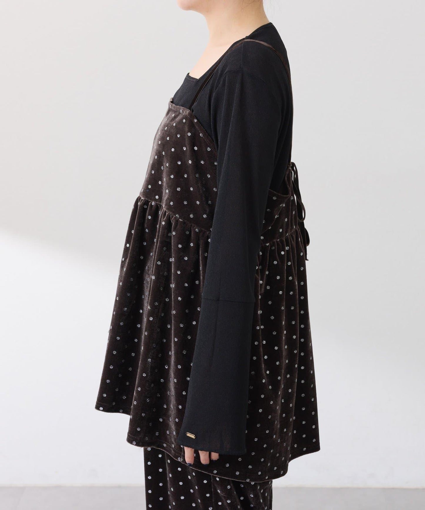 亮片波點天鵝絨吊帶套裝