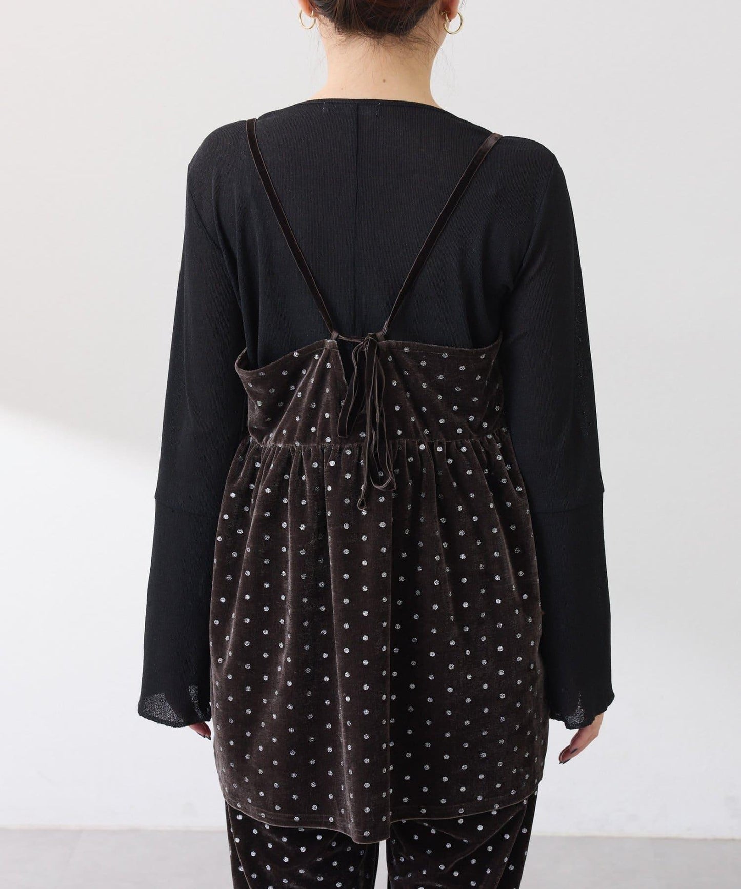 亮片波點天鵝絨吊帶套裝