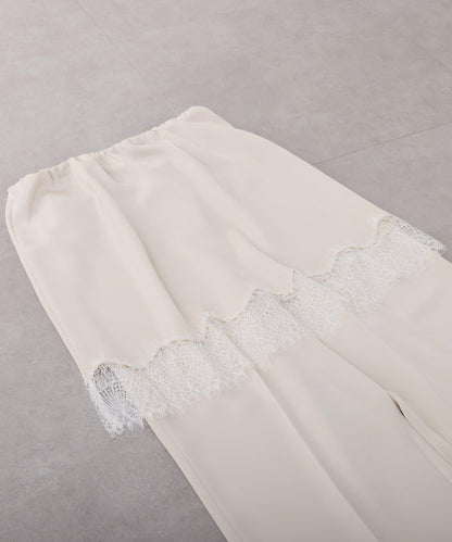 【套裝商品】緞面蕾絲疊穿長褲/疊穿