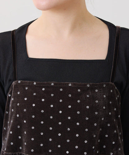 亮片波點天鵝絨吊帶套裝