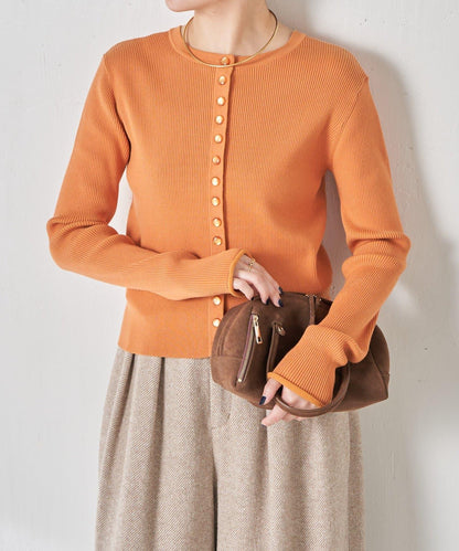 【前後兩穿】條紋紐扣修身開衫