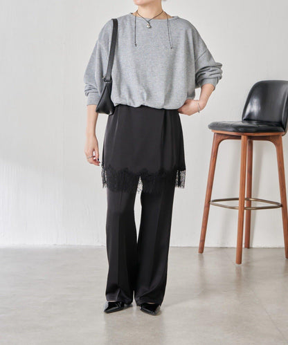 【套裝商品】緞面蕾絲疊穿長褲/疊穿