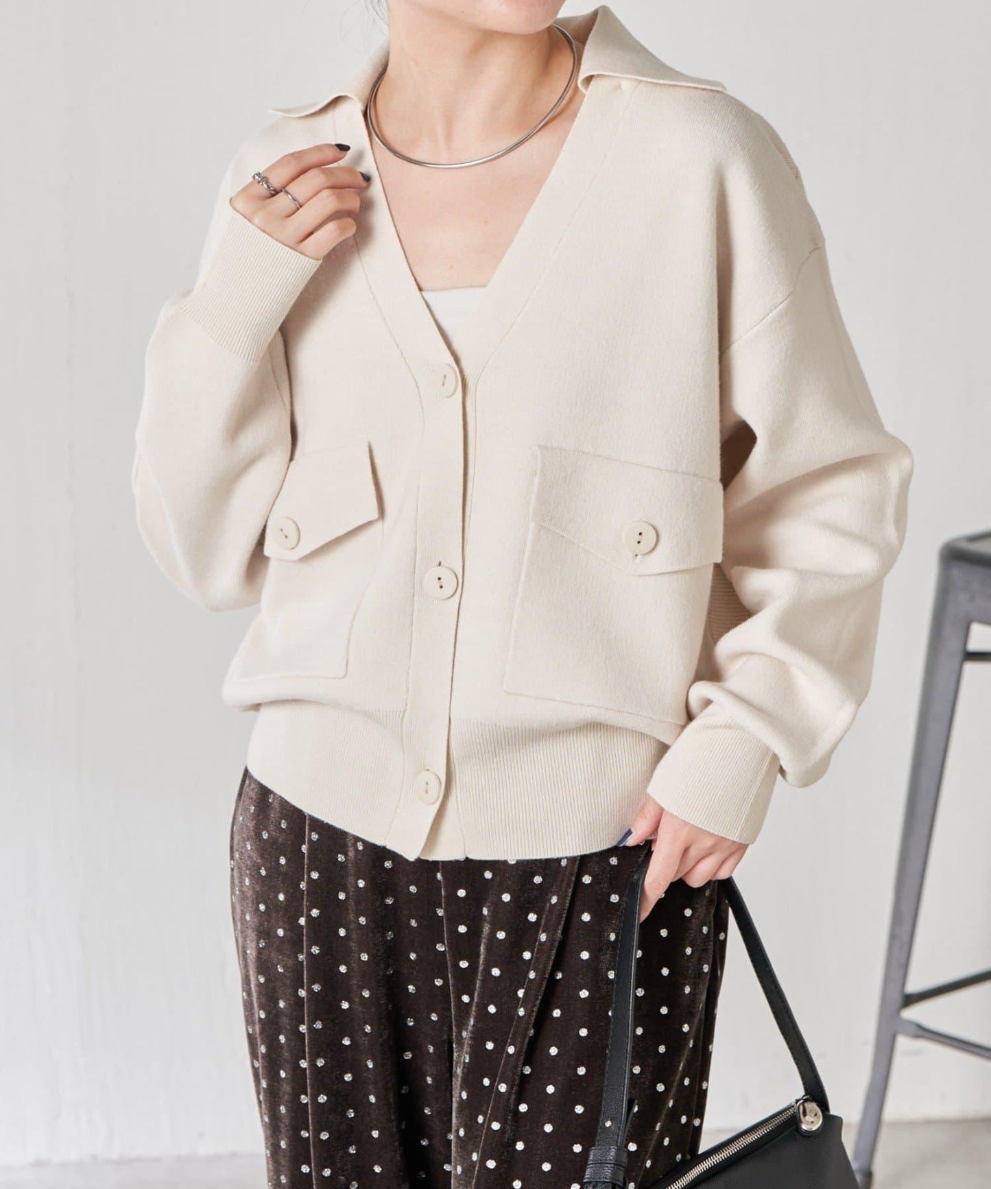 【領口可拆卸】開領針織開衫