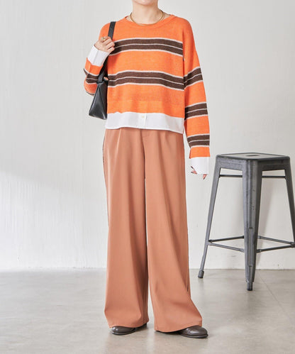 【美腿效果◎】側邊天鵝絨抽繩收口褲