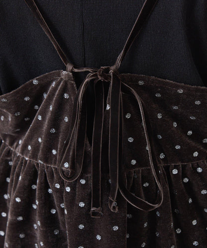 亮片波點天鵝絨吊帶套裝