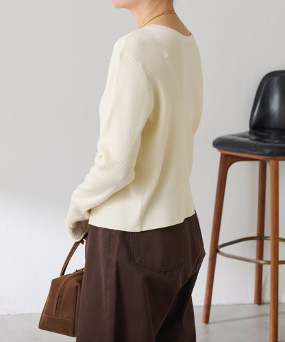 【前後兩穿】條紋紐扣修身開衫