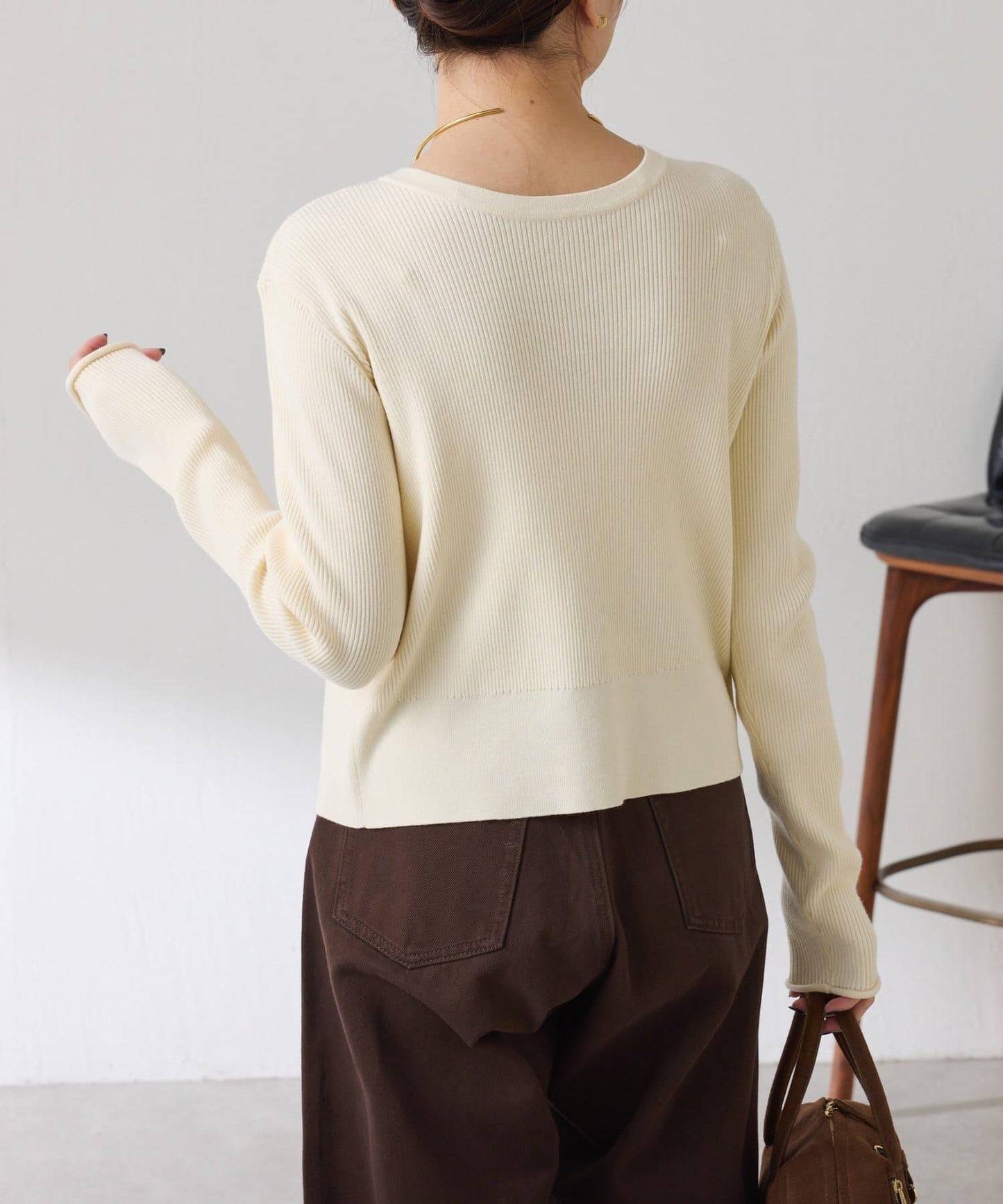 【前後兩穿】條紋紐扣修身開衫